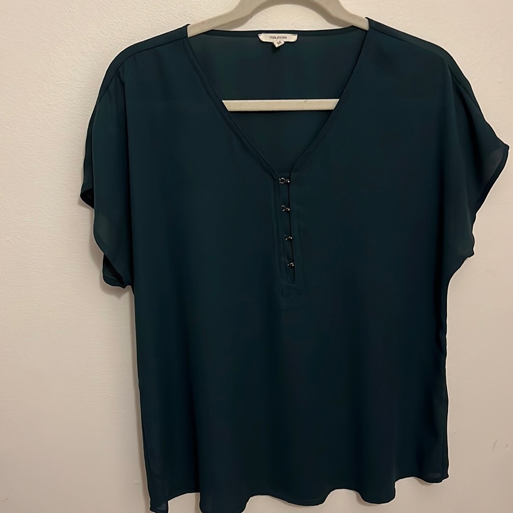 Shortsleeve V-Neck Blouse By Maurices *EUC*